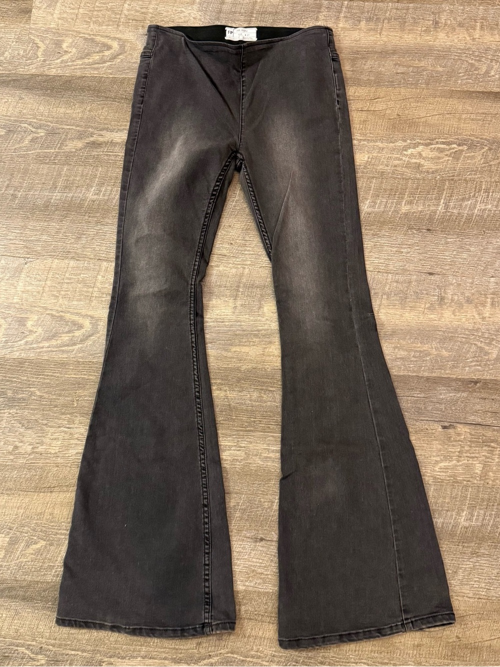 Free People Black Washed Flare Jeans